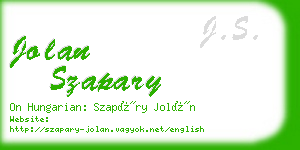 jolan szapary business card